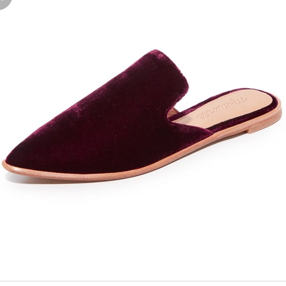 Madewell Gemma Pointed Toe Velvet Flat / Mule - Picture 3 of 10